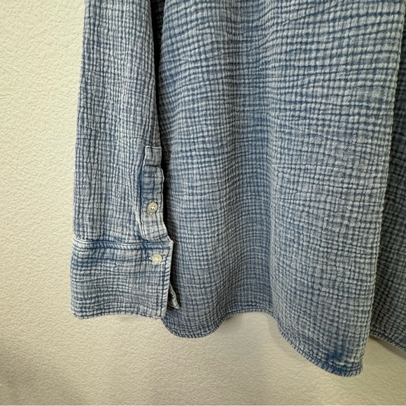 Magaschoni Organic Cotton Gauze Button-Up Shirt – Blue L - Picture 7 of 10